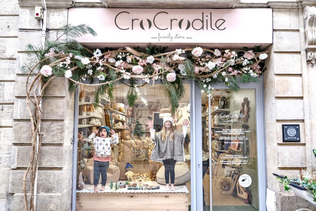 Vitrine de la boutique CroCrodile, concept store pour enfants au 19 rue de Cheverus à Bordeaux