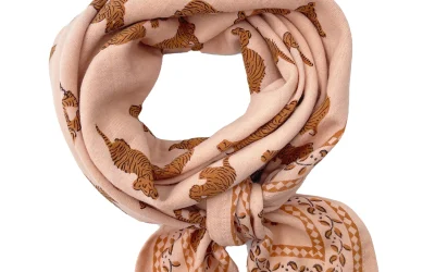 Foulard Tigre Pêche 100cm – Milinane