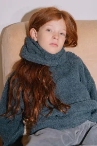 Tour de cou enfant Tom bleu gris – Studio Bohème Paris