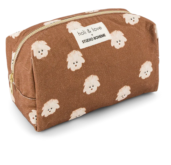 Trousse de toilette Chien Mocha – Studio Bohème × Holi & Love