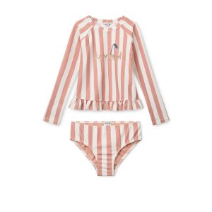 maillot de bain enfant anti uv Liewood Dagny rayures coral blush
