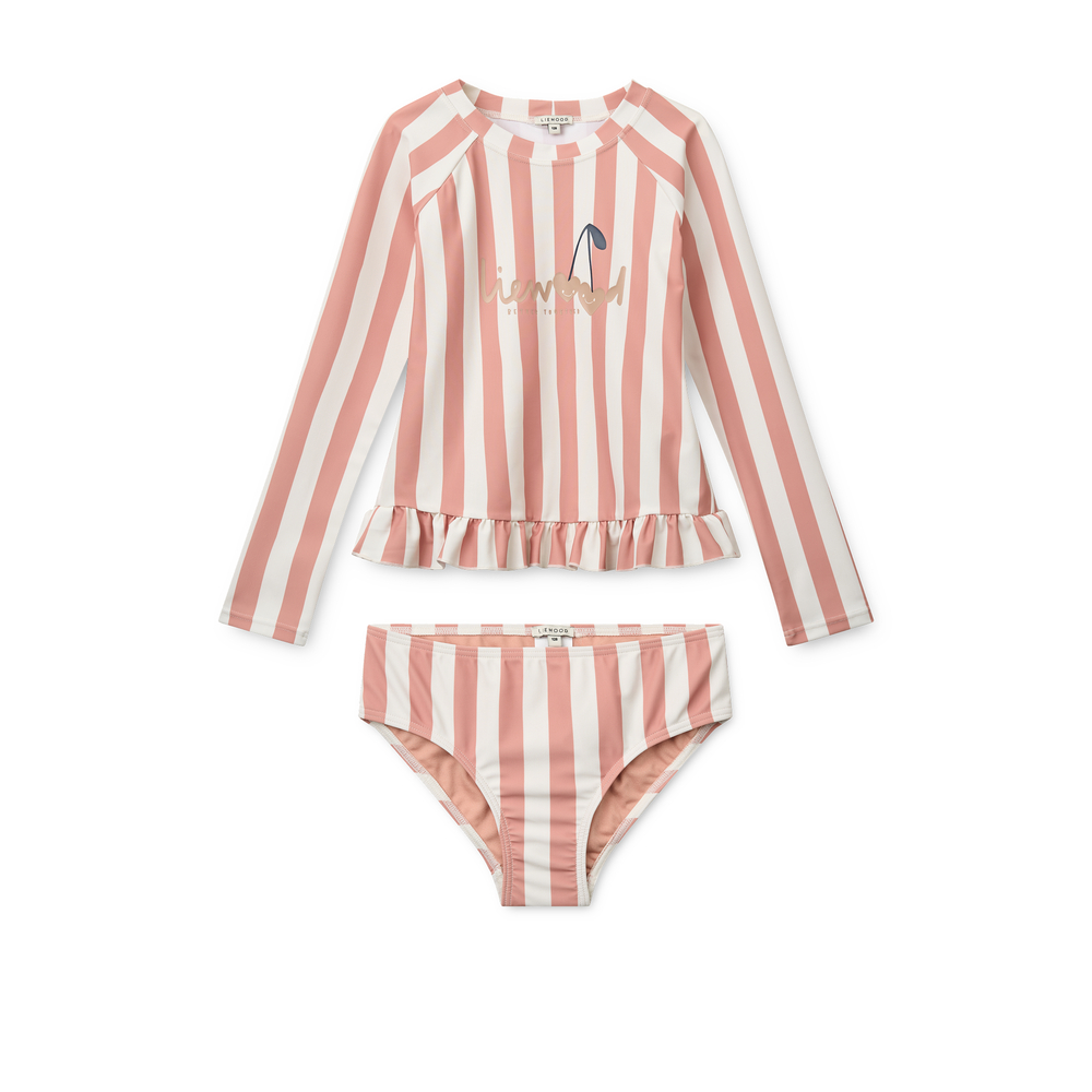 maillot de bain enfant anti uv Liewood Dagny rayures coral blush