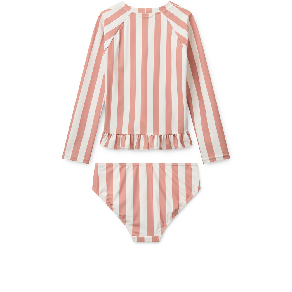 maillot de bain enfant anti uv Liewood Dagny rayures coral blush