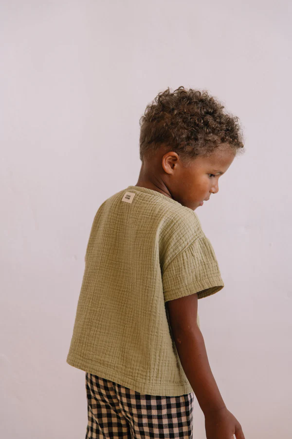 t-shirt enfant coton bio Orso Studio Bohème vert golden