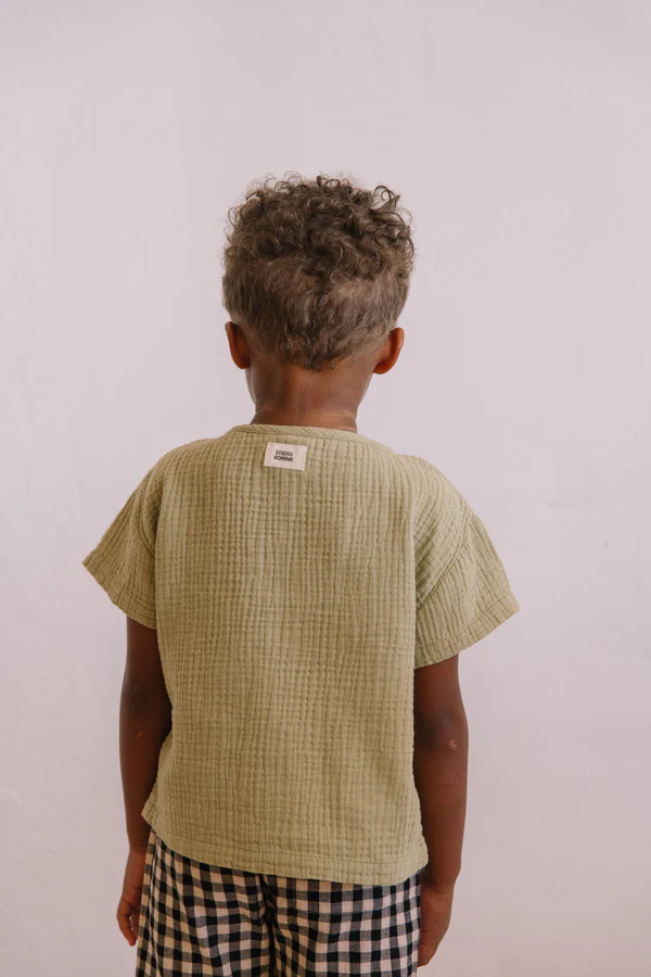 t-shirt enfant coton bio Orso Studio Bohème vert golden