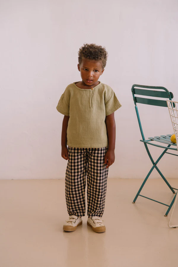 t-shirt enfant coton bio Orso Studio Bohème vert golden