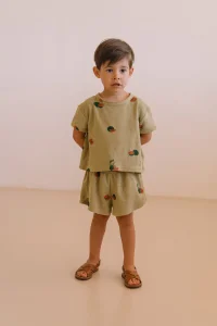 short enfant coton bio Georgy Studio Bohème pastèque vert golden