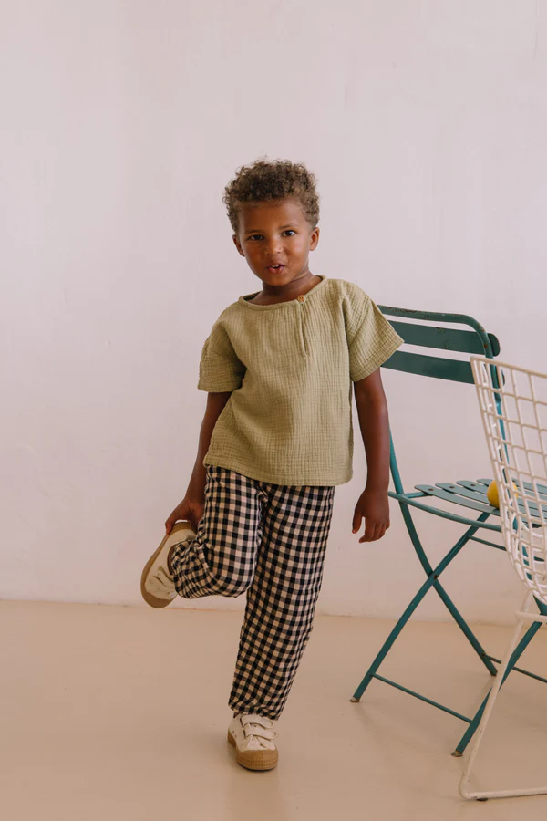 t-shirt enfant coton bio Orso Studio Bohème vert golden