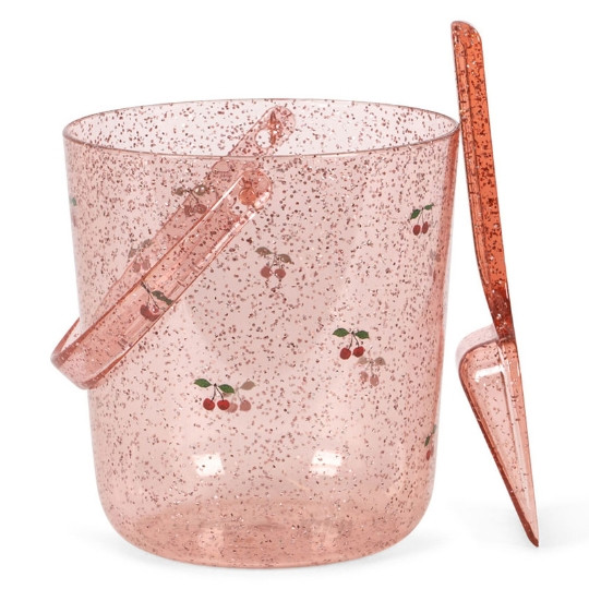 jouet de plage enfant Konges Slojd seau pelle cherry paillettes