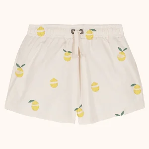 short de bain Chico écru citrons enfant coton bio