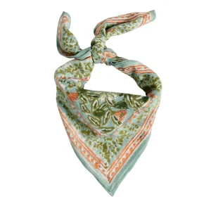 Foulard imprimé Fleurs Indiennes Meera blue green enfant – Bonheur du Jour Paris
