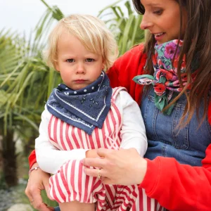 Foulard coton femme pois marine écru – So Family