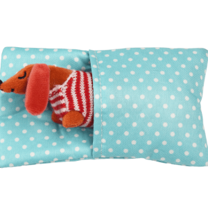 Chien saucisse peluche avec pull rayé