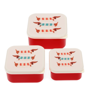 Boîtes à goûter enfant Teckel – Lot de 3