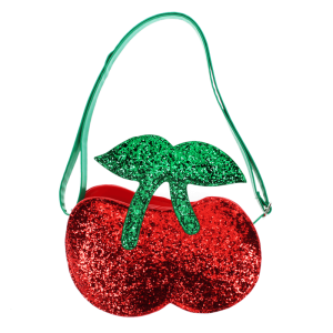 Sac à main enfant pailleté motif cerise avec bandoulière