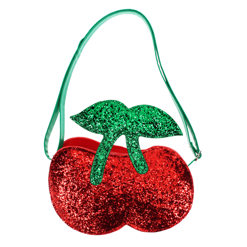 Sac à main enfant pailleté motif cerise avec bandoulière