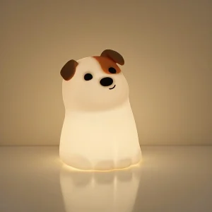 Veilleuse chien en silicone tactile avec lumière LED