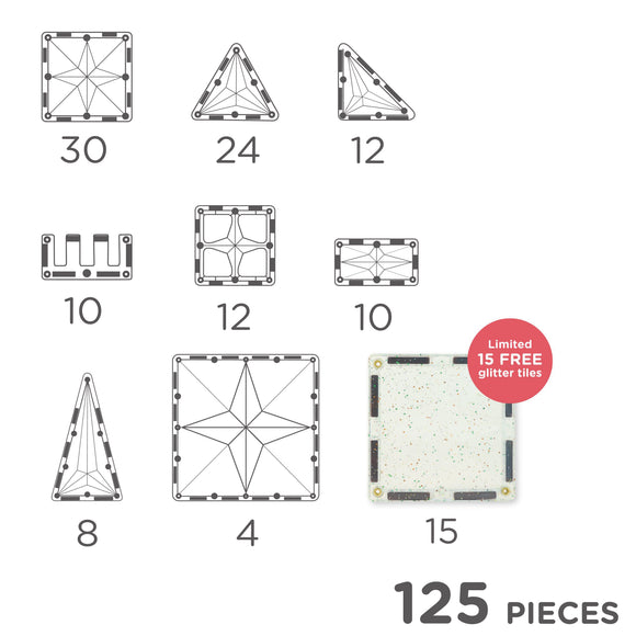 Tuiles magnétiques enfant Cleverclixx Inventive Pack Intense 125 pièces