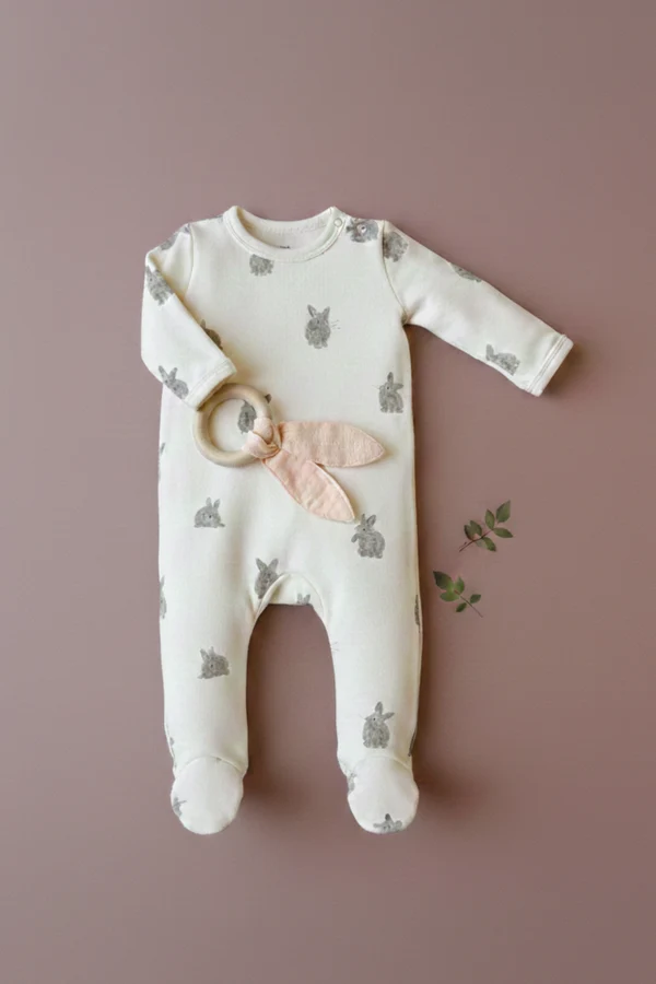 Pyjama bébé coton Chubby Écru Lapins Studio Bohème