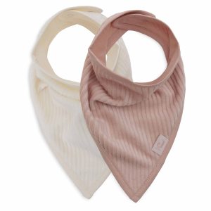 Bavoirs bandana velours côtelé Wild Rose et Ivory (lot de 2) Jollein