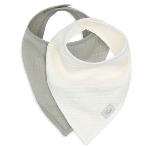 Bavoirs bandana en gaze de coton Olive Green et Oatmeal (lot de 2) Jollein