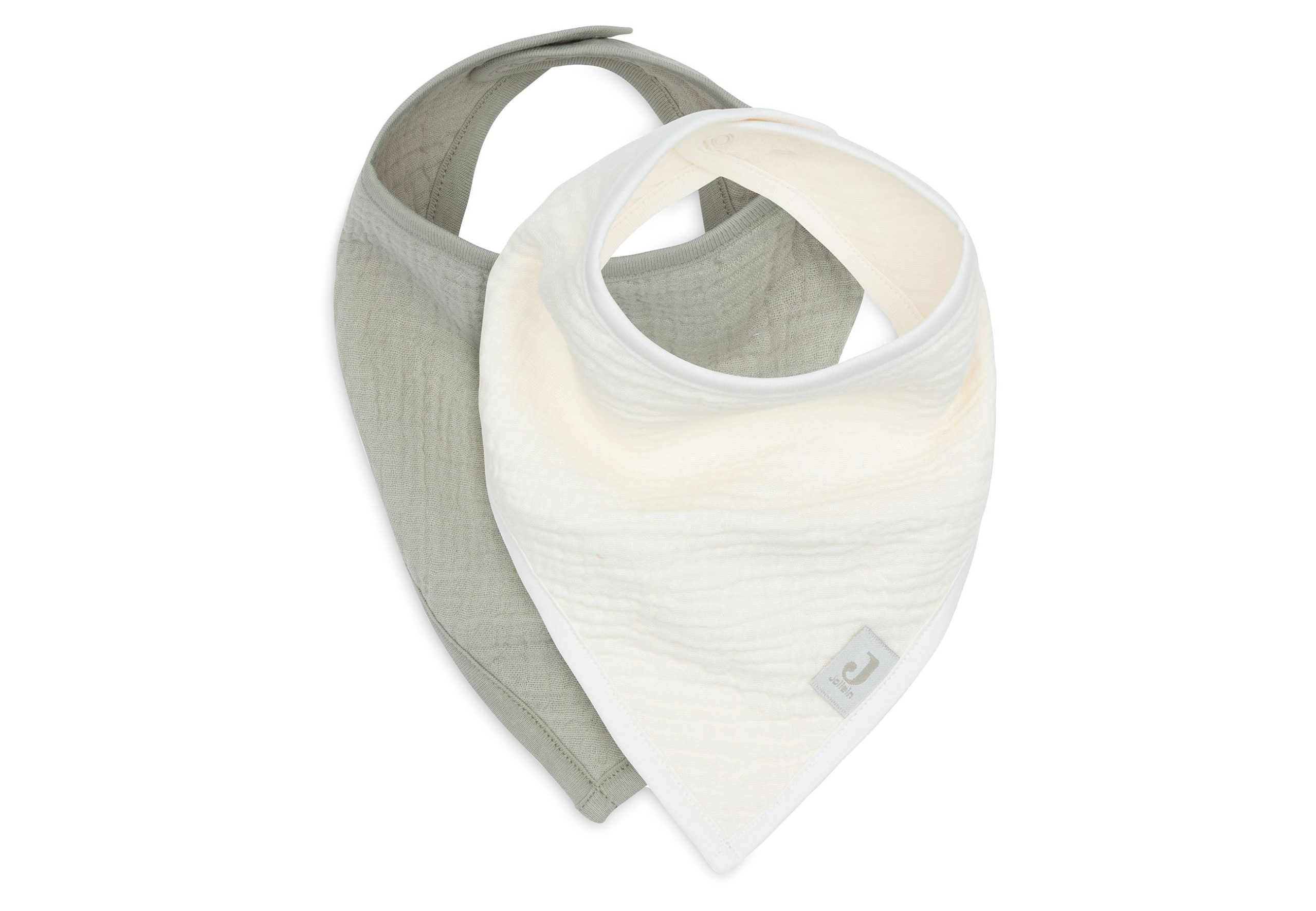 Bavoirs bandana en gaze de coton Olive Green et Oatmeal (lot de 2) Jollein