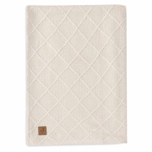 Couverture bébé 100 x 150 cm Check Knit Oatmeal doublée teddy Jollein