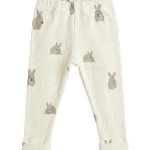 Legging bébé coton bio Rom Pom écru lapins, Studio Bohème