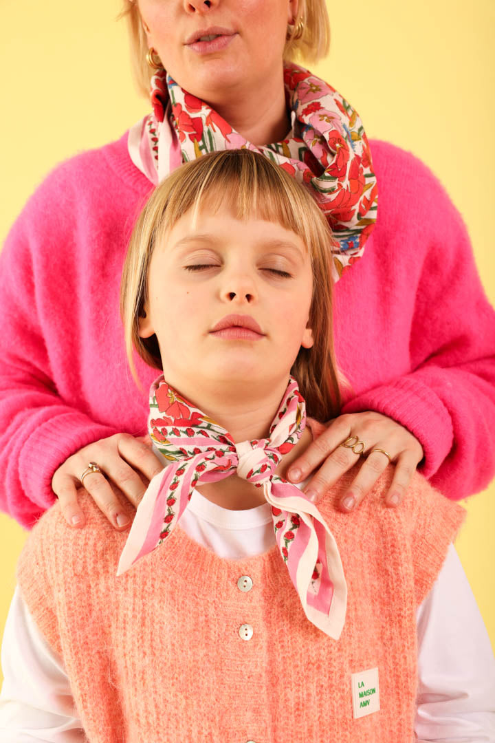 Foulard bébé enfant Floral rose en coton – Maison Augustin