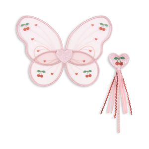 Déguisement fée enfant Konges Sløjd, ailes roses à paillettes et baguette