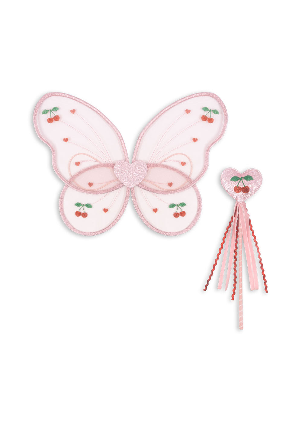 Déguisement fée enfant Konges Sløjd, ailes roses à paillettes et baguette