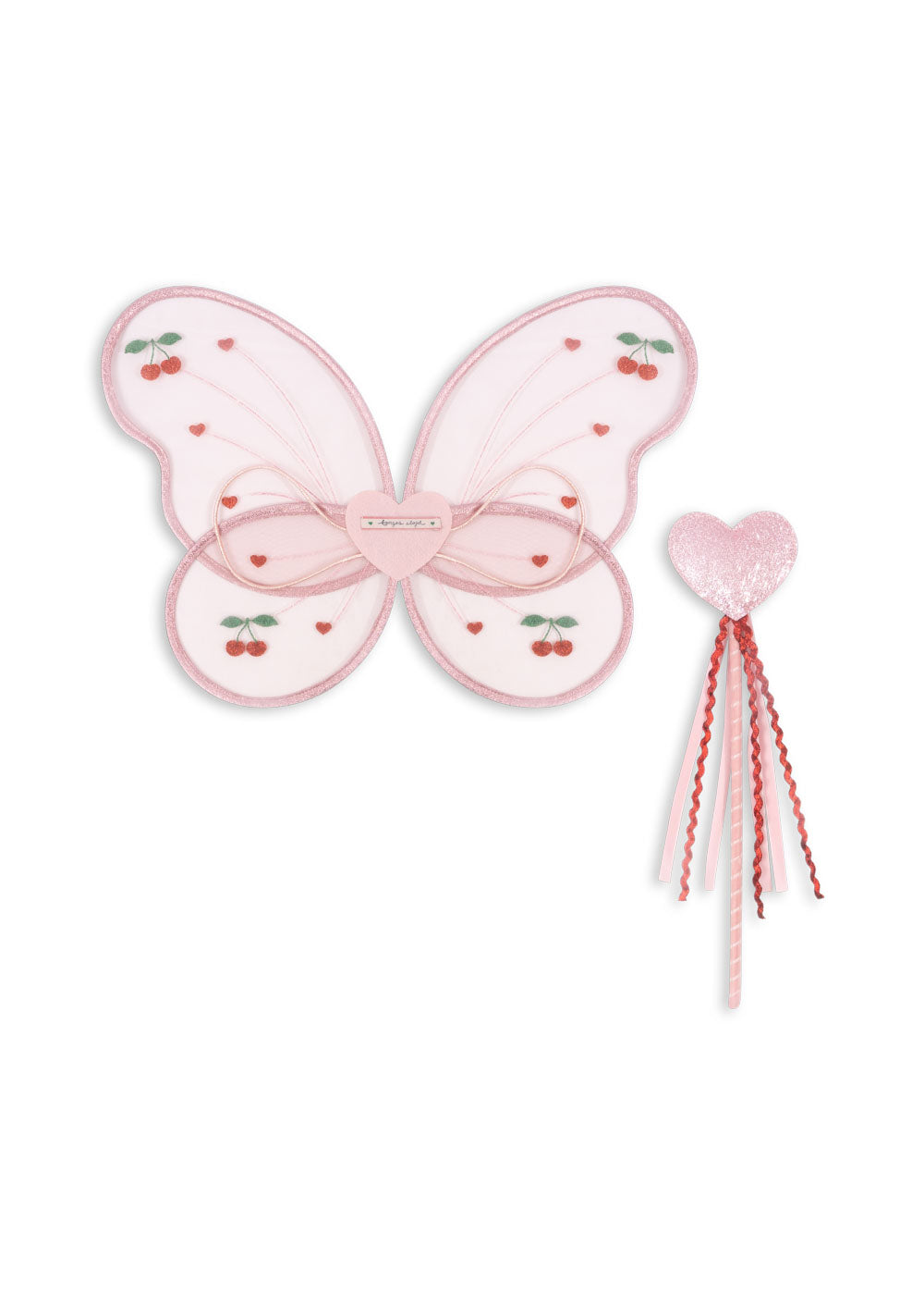 Déguisement fée enfant Konges Sløjd, ailes roses à paillettes et baguette