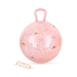 Ballon sauteur paillettes Konges Sløjd coloris arc-en-ciel avec poignée